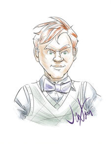 Untitled Digital illustration (portrait, color wash pencil) of a ginger man in bowtie and sweater vest